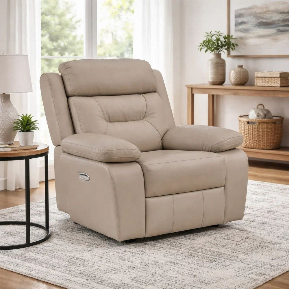 Conia Power Reclining Chair, Soft Latte Beige Leather, USB Charger - BM338571