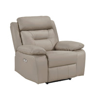 Conia Power Reclining Chair, Soft Latte Beige Leather, USB Charger - BM338571
