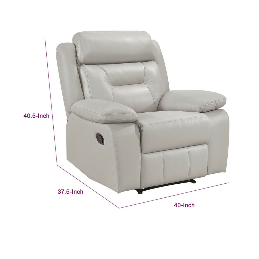 Conia Manual Reclining Chair, Light Gray Silver Leather - BM338576