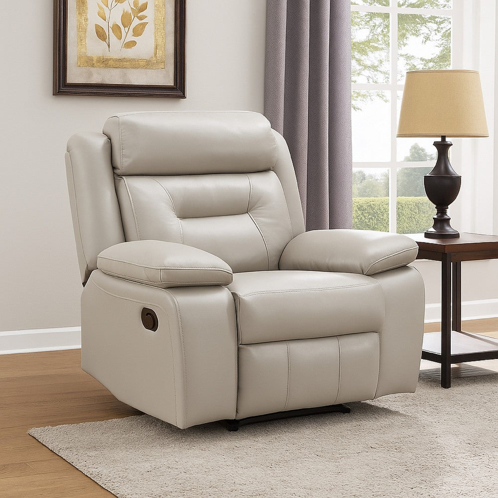 Conia Manual Reclining Chair, Light Gray Silver Leather - BM338576