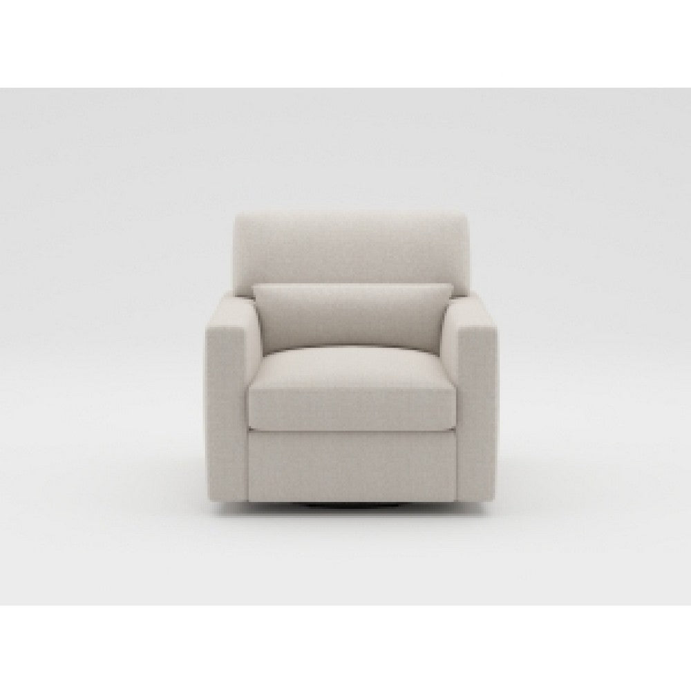 Ompa Swivel Armchair with Lumbar Pillow, Cream Beige Boucle - BM338582