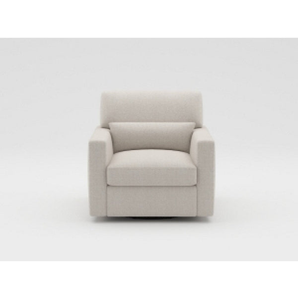 Ompa Swivel Armchair with Lumbar Pillow, Cream Beige Boucle - BM338582