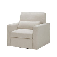 Ompa Swivel Armchair with Lumbar Pillow, Cream Beige Boucle - BM338582