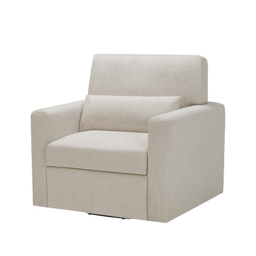 Ompa Swivel Armchair with Lumbar Pillow, Cream Beige Boucle - BM338582