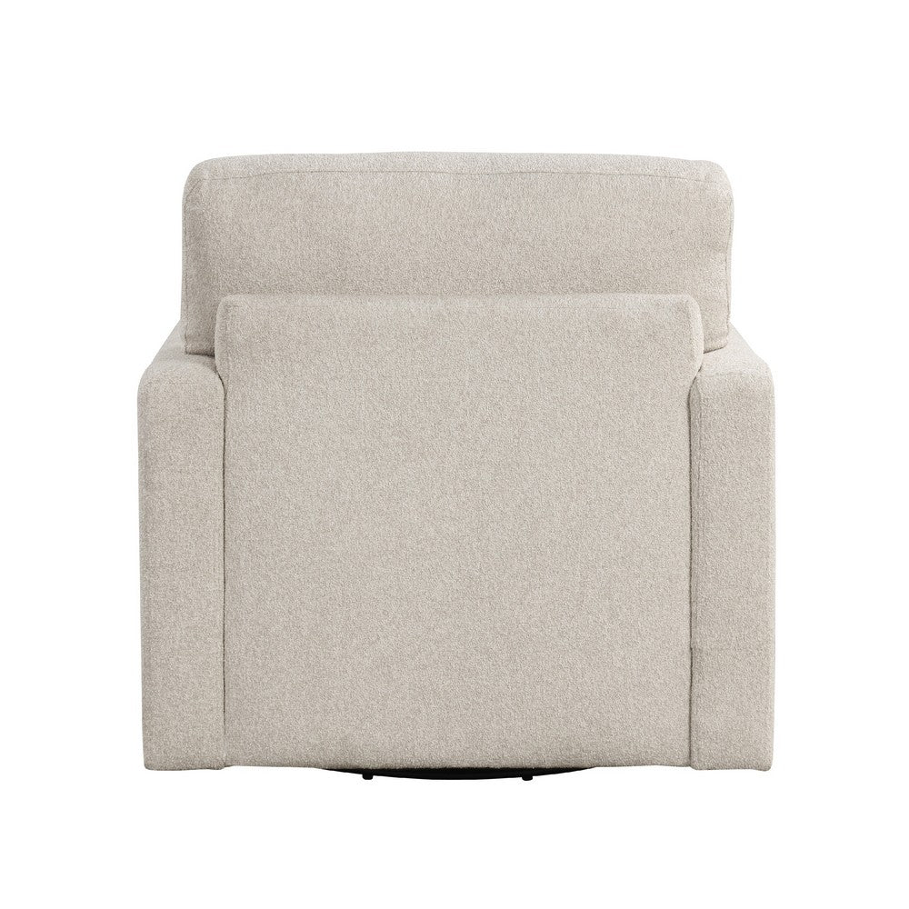 Ompa Swivel Armchair with Lumbar Pillow, Cream Beige Boucle - BM338582