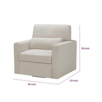 Ompa Swivel Armchair with Lumbar Pillow, Cream Beige Boucle - BM338582