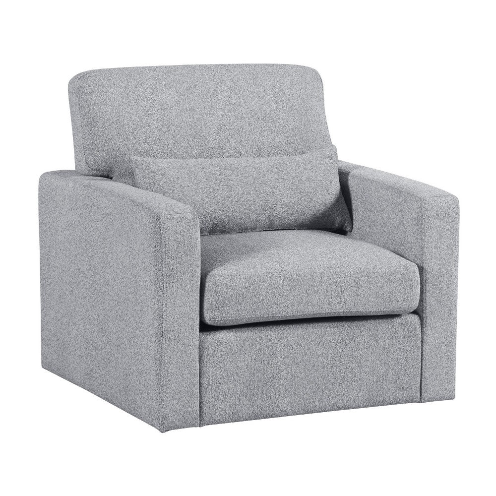 Ompa Swivel Armchair with Lumbar Pillow, Cloud Gray Boucle - BM338584