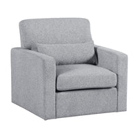 Ompa Swivel Armchair with Lumbar Pillow, Cloud Gray Boucle - BM338584