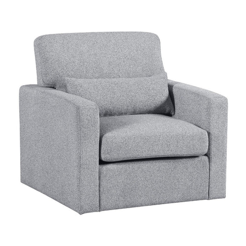Ompa Swivel Armchair with Lumbar Pillow, Cloud Gray Boucle - BM338584