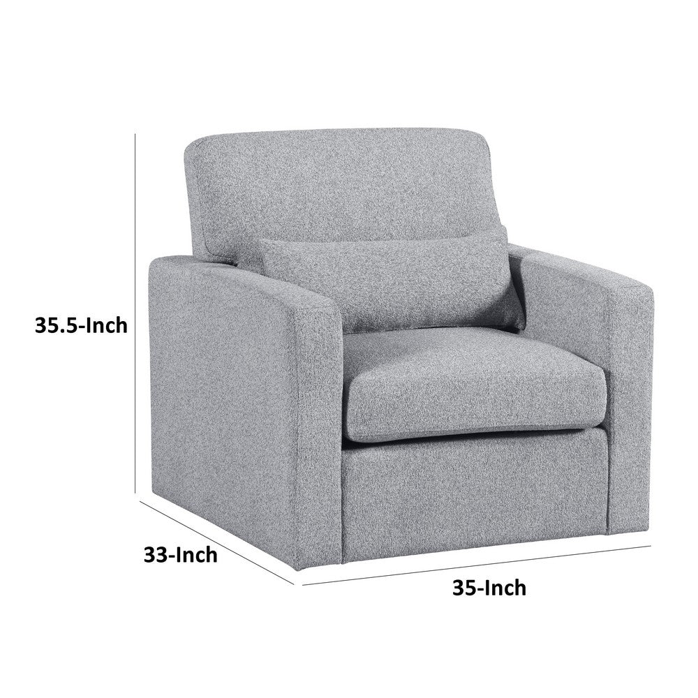 Ompa Swivel Armchair with Lumbar Pillow, Cloud Gray Boucle - BM338584