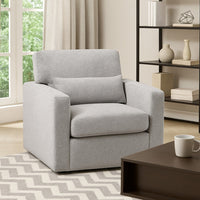 Ompa Swivel Armchair with Lumbar Pillow, Cloud Gray Boucle - BM338584