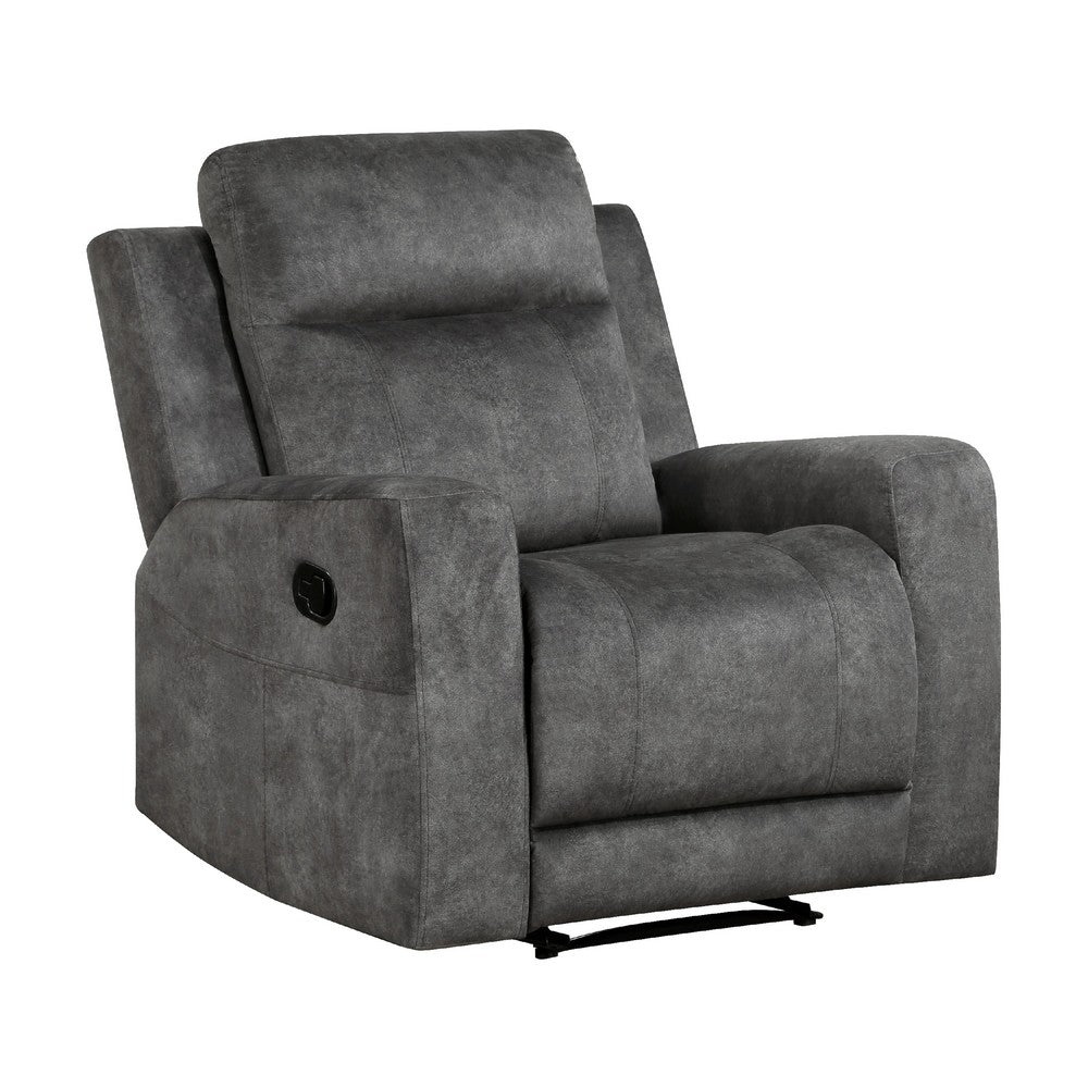 Tesy Manual Reclining Chair, Dark Gray Brown Microfiber, Foam Cushions - BM338589