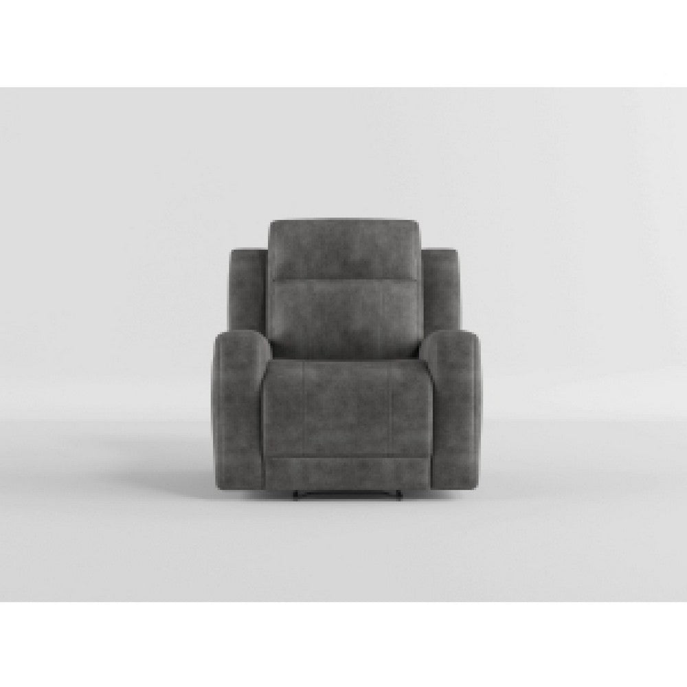 Tesy Manual Reclining Chair, Dark Gray Brown Microfiber, Foam Cushions - BM338589