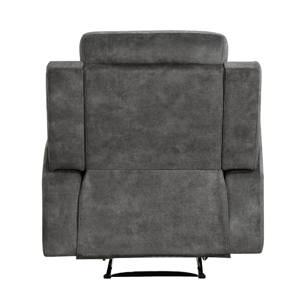 Tesy Manual Reclining Chair, Dark Gray Brown Microfiber, Foam Cushions - BM338589