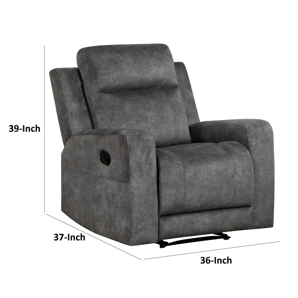 Tesy Manual Reclining Chair, Dark Gray Brown Microfiber, Foam Cushions - BM338589