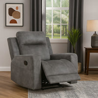 Tesy Manual Reclining Chair, Dark Gray Brown Microfiber, Foam Cushions - BM338589