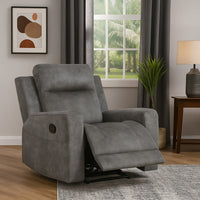 Tesy Manual Reclining Chair, Dark Gray Brown Microfiber, Foam Cushions - BM338589