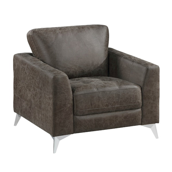 Casie Accent Armchair, Brownish Gray Microfiber Foam, Chrome Legs - BM338592