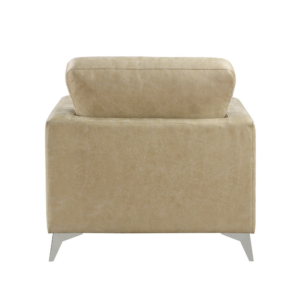 Casie Accent Armchair, Sand Brown Microfiber Foam, Chrome Legs - BM338595