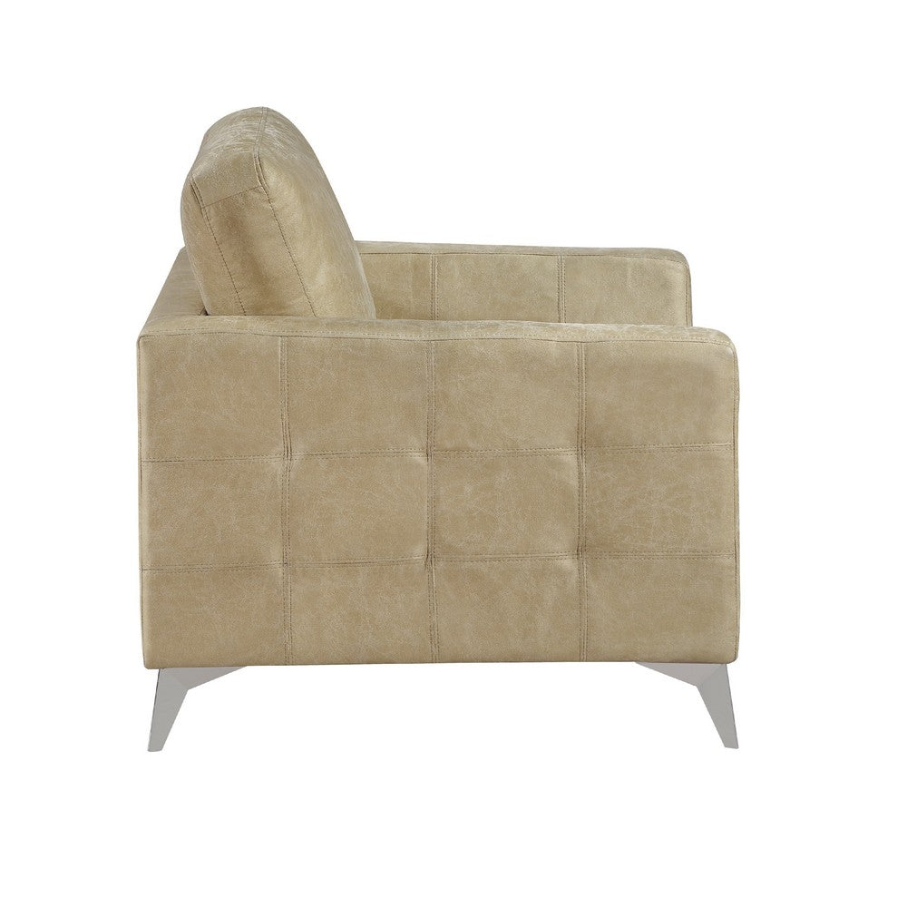 Casie Accent Armchair, Sand Brown Microfiber Foam, Chrome Legs - BM338595