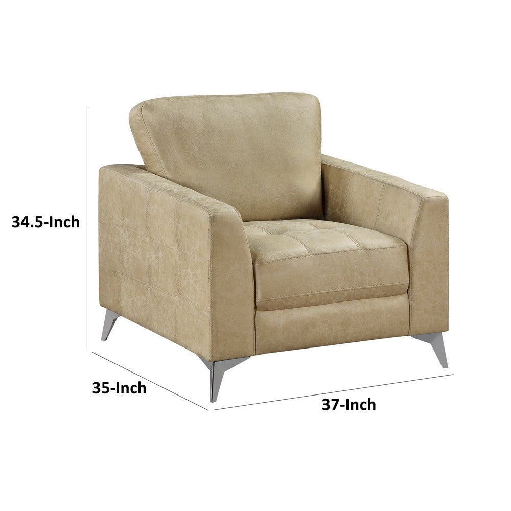 Casie Accent Armchair, Sand Brown Microfiber Foam, Chrome Legs - BM338595