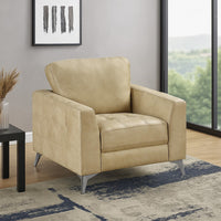 Casie Accent Armchair, Sand Brown Microfiber Foam, Chrome Legs - BM338595