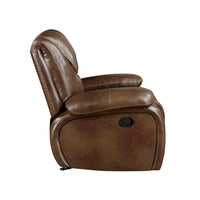 Licot Manual Glider Recliner Chair, Glossy Brown Top Grain Leather - BM338598