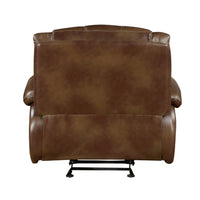 Licot Manual Glider Recliner Chair, Glossy Brown Top Grain Leather - BM338598