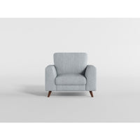 Ricca Armchair, Blue Gray Chenille, Foam, Angled Brown Wood Legs - BM338604