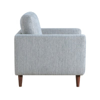 Ricca Armchair, Blue Gray Chenille, Foam, Angled Brown Wood Legs - BM338604