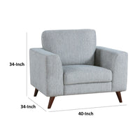 Ricca Armchair, Blue Gray Chenille, Foam, Angled Brown Wood Legs - BM338604