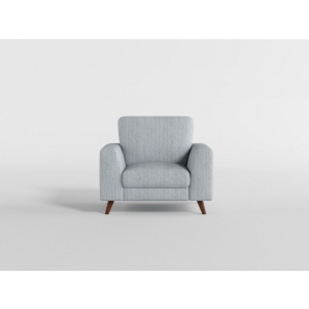 Ricca Armchair, Cloud White Chenille, Foam, Angled Brown Wood Legs - BM338607
