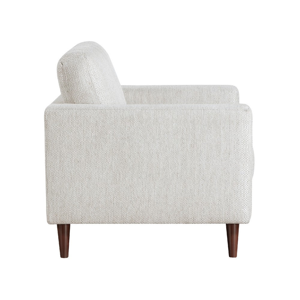 Ricca Armchair, Cloud White Chenille, Foam, Angled Brown Wood Legs - BM338607