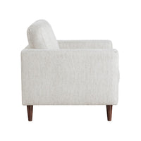 Ricca Armchair, Cloud White Chenille, Foam, Angled Brown Wood Legs - BM338607