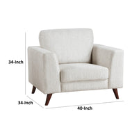 Ricca Armchair, Cloud White Chenille, Foam, Angled Brown Wood Legs - BM338607