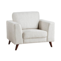 Ricca Armchair, Cloud White Chenille, Foam, Angled Brown Wood Legs - BM338607