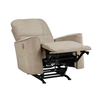 Erten Power Rocker Recliner Chair, Light Brown Velvet, Solid Wood - BM338610