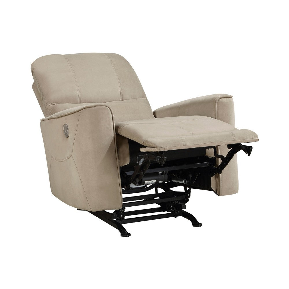 Erten Power Rocker Recliner Chair, Light Brown Velvet, Solid Wood - BM338610