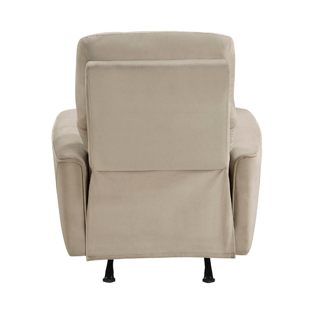 Erten Power Rocker Recliner Chair, Light Brown Velvet, Solid Wood - BM338610