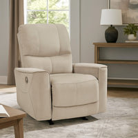 Erten Power Rocker Recliner Chair, Light Brown Velvet, Solid Wood - BM338610