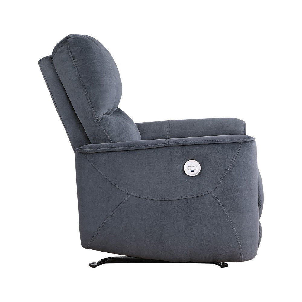 Erten Power Rocker Reclining Chair, Dark Gray Velvet, Solid Wood - BM338611