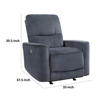 Erten Power Rocker Reclining Chair, Dark Gray Velvet, Solid Wood - BM338611