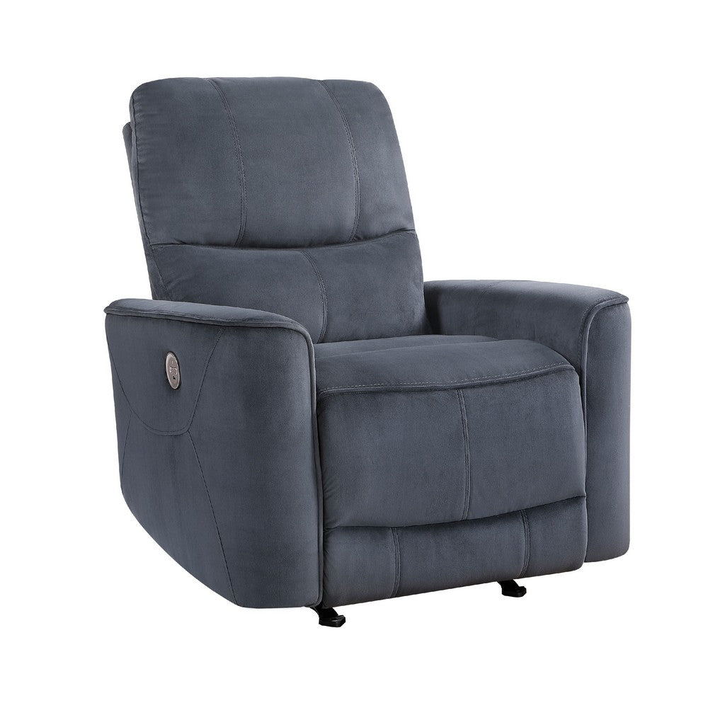 Erten Power Rocker Reclining Chair, Dark Gray Velvet, Solid Wood - BM338611