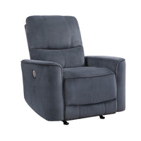 Erten Power Rocker Reclining Chair, Dark Gray Velvet, Solid Wood - BM338611