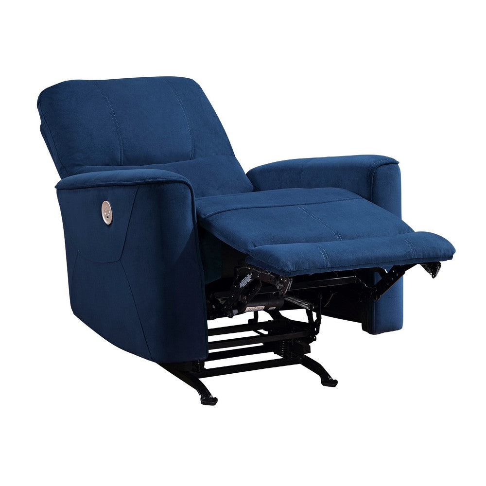 Erten Power Rocker Reclining Chair, Navy Blue Velvet, Solid Wood - BM338612