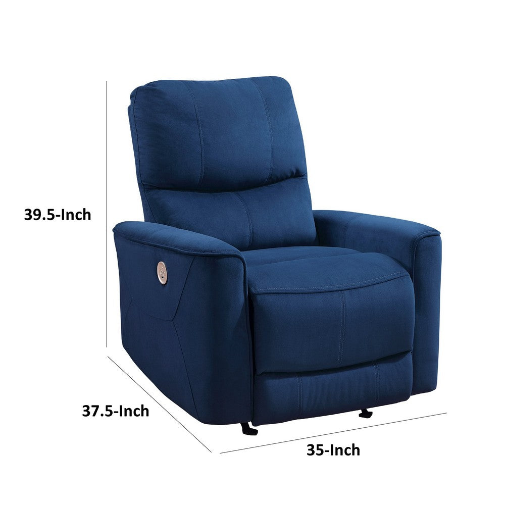 Erten Power Rocker Reclining Chair, Navy Blue Velvet, Solid Wood - BM338612