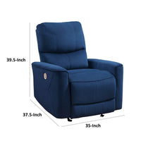 Erten Power Rocker Reclining Chair, Navy Blue Velvet, Solid Wood - BM338612