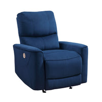 Erten Power Rocker Reclining Chair, Navy Blue Velvet, Solid Wood - BM338612