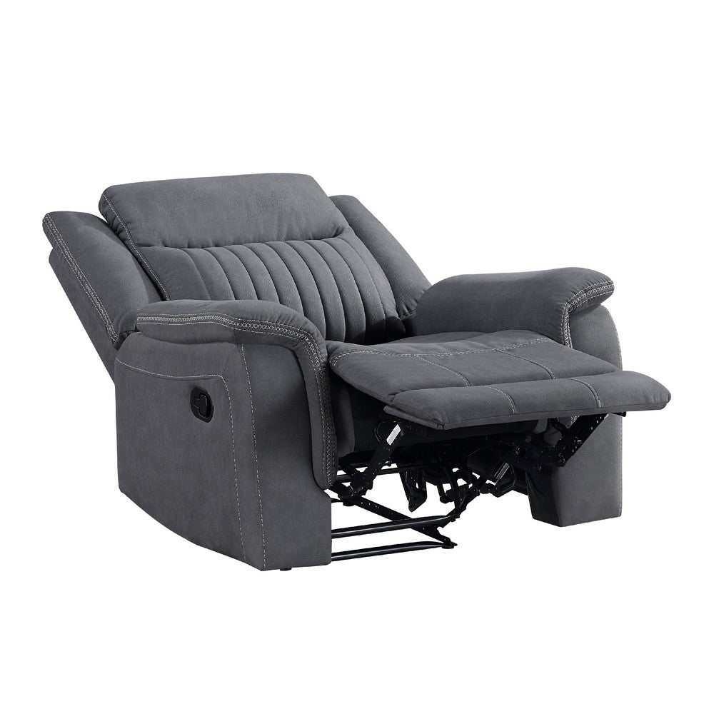 Lenny Manual Reclining Chair, Gray Microfiber, Foam Cushioning - BM338613