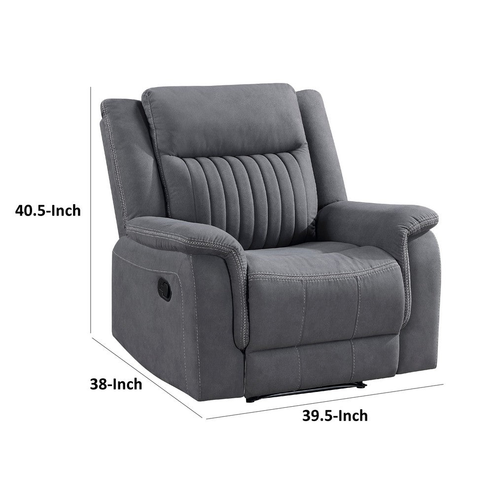Lenny Manual Reclining Chair, Gray Microfiber, Foam Cushioning - BM338613
